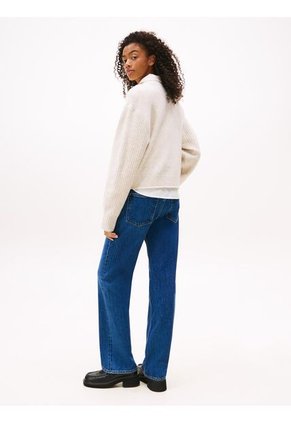 Saco Blanco Amplio Jaspeado Con Logo Tommy Jeans