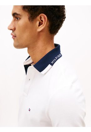 Polo Blanco De Corte Regular Con Logo Gráfico Tommy Hilfiger