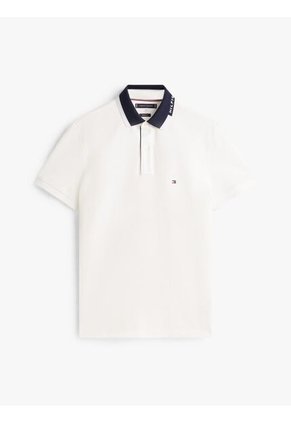 Polo Blanco De Corte Regular Con Logo Gráfico Tommy Hilfiger