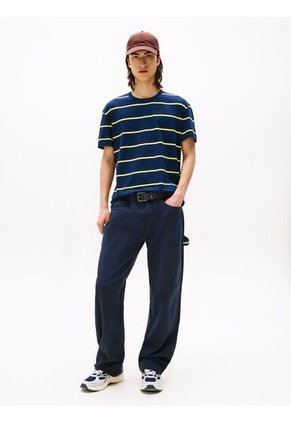 Camiseta Gris De Rayas Y Cuello Redondo Tommy Jeans