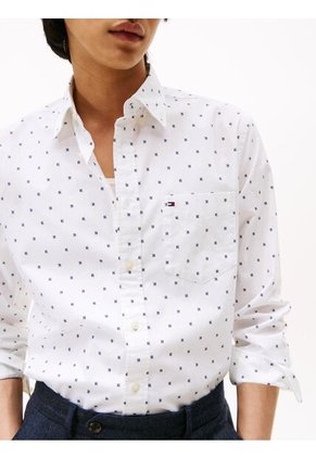 Camisa Multicolor De Corte Regular Con Popelina Y Estampado Pequeño De Puntos Tommy Hilfiger
