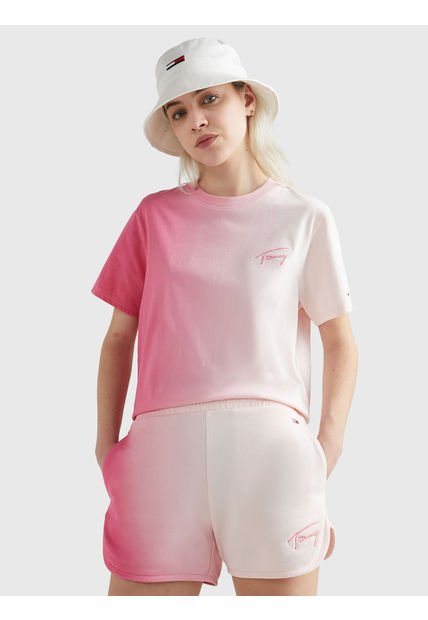 Camiseta De Corte Clásico Con Efecto Degradado Mujer Rosa Tommy Jeans