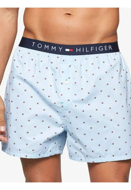 Boxer Suelto Celeste Con Diseño De Banderas Tommy Hilfiger