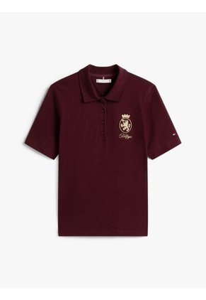 Polo Rojo De Corte Regular Con Escudo Bordado Tommy Hilfiger