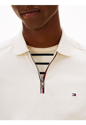 Polo Blanco De Corte Regular De Cierre De Cremallera De 1/4 Tommy Hilfiger
