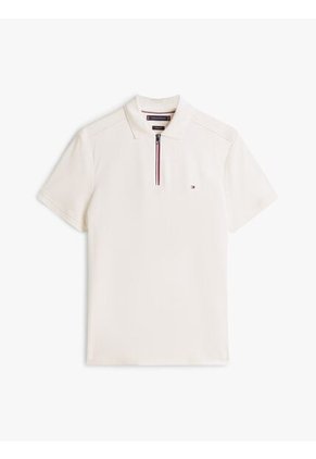 Polo Blanco De Corte Regular De Cierre De Cremallera De 1/4 Tommy Hilfiger