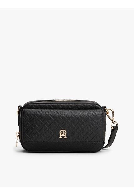 Bolso Negro Camera Bag Con Textura De Monograma TH Tommy Hilfiger