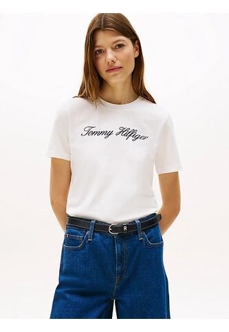 Camiseta Blanca De Corte Regular Con Logo Script Tommy Hilfiger Tommy Hilfiger