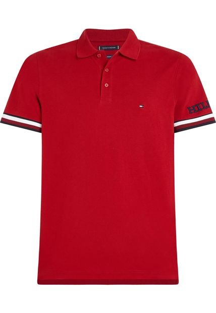Polo De Corte Slim Con Monotipo Hilfiger Hombre Rojo Tommy Hilfiger
