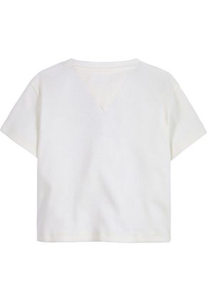 Camiseta Blanca Universitaria De Punto Elástico Para Niña Tommy Hilfiger