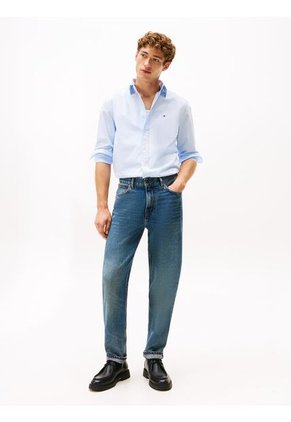 Camisa Celeste De Popelín De Corte Regular Tommy Hilfiger