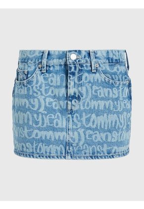 Mini Falda Con Estampado De Logotipo Mujer Azul Tommy Jeans