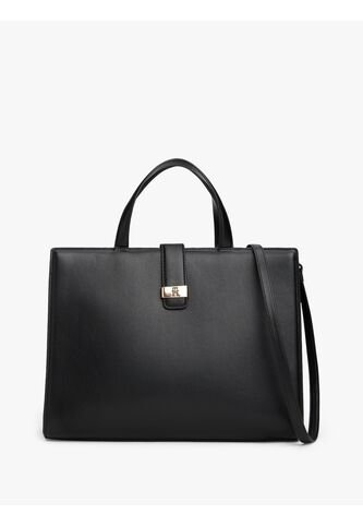 Bolso Negro Satchel Con Logo Monograma TH Tommy Hilfiger Tommy Hilfiger