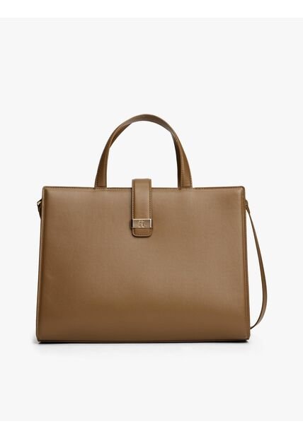 Bolso Café Satchel Con Logo Monograma TH Tommy Hilfiger