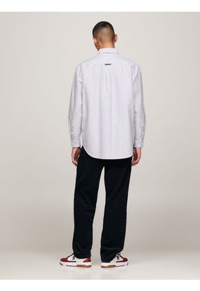 Camisa Oxford Premium Con Rayas Ithaca Y Corte Regular Hombre Azul Tommy Hilfiger