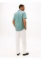 Camisa Beige Flex Poplin De Rayas Manga Corta Con Logo Tommy Hilfiger de Tommy Hilfiger