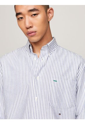 Camisa Oxford Premium Con Rayas Ithaca Y Corte Regular Hombre Azul Tommy Hilfiger