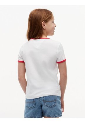 Camiseta Blanca Ringer Con Logo Ondeante Tommy Hilfiger