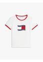 Camiseta Blanca Ringer Con Logo Ondeante Tommy Hilfiger de Tommy Hilfiger