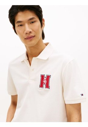 Polo Blanco De Corte Regular Con Logo Gráfico Tommy Hilfiger