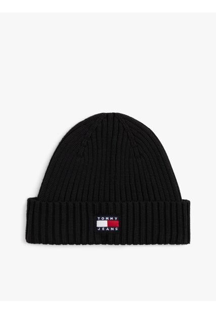Gorro Negro Heritage De Punto Canal Con Logo Tommy Hilfiger