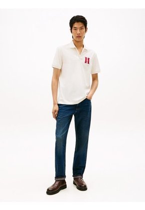 Polo Blanco De Corte Regular Con Logo Gráfico Tommy Hilfiger