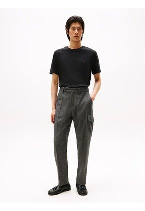Camiseta Negra De Cuello Redondo Y Punto Interlock Tommy Hilfiger