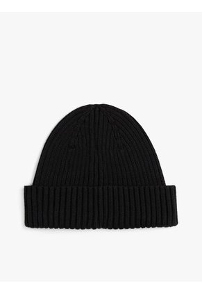Gorro Negro Heritage De Punto Canal Con Logo Tommy Hilfiger