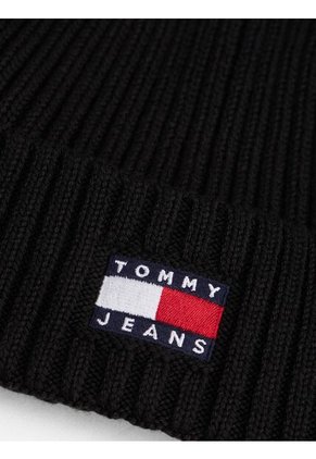 Gorro Negro Heritage De Punto Canal Con Logo Tommy Hilfiger