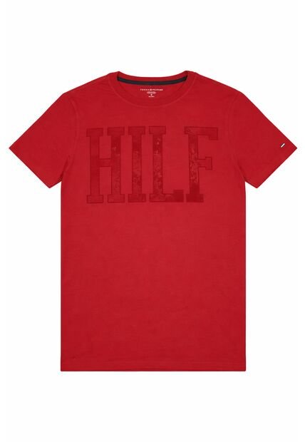 Camiseta Roja Manga Corta Con Logo Gráfico Tommy Hilfiger