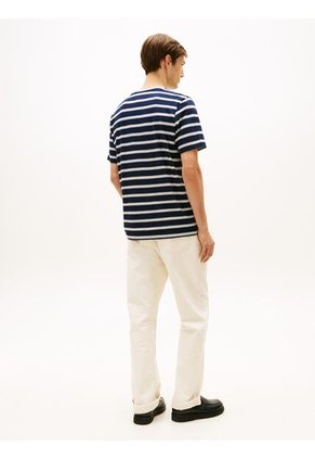 Camiseta Azul De Rayas Con Cuello Redondo Tommy Hilfiger