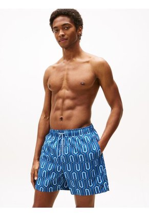 Traje Azul De Baño Corto De Medio Largo Con Estampado Tommy Hilfiger