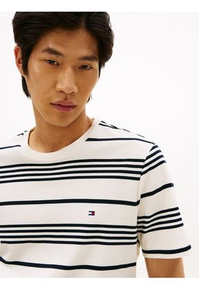 Camiseta Azul De Punto Interlock Con Logo Tommy Hilfiger