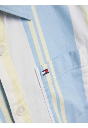 Camisa De Manga Corta Con Rayas Color Block Niño Blanco Tommy Hilfiger