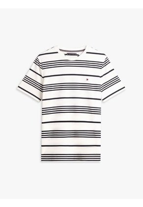 Camiseta Azul De Punto Interlock Con Logo Tommy Hilfiger