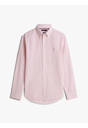 Camisa Roja De Popelín De Corte Regular Tommy Hilfiger
