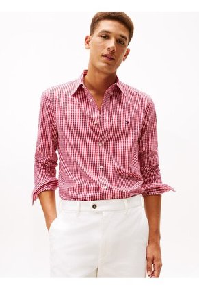 Camisa Multicolor Manga Larga Regular De Popelín Flex Con Cuadros Gingham Tommy Hilfiger