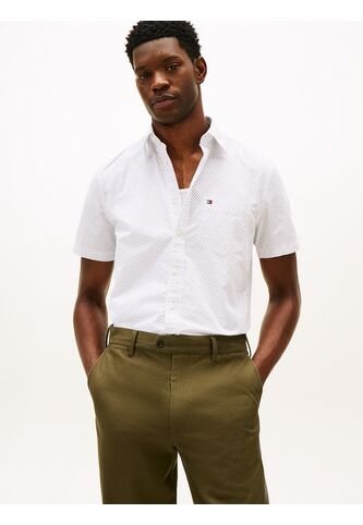 Camisa Blanca De Popelín Flex Estampada De Corte Regular Tommy Hilfiger Tommy Hilfiger
