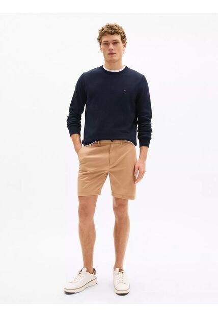 Bermudas Beige De 7 Con Logo Tommy Hilfiger