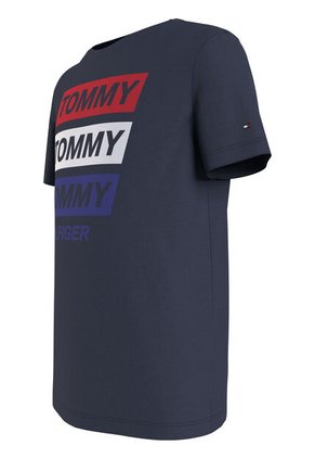 Camiseta Azul Con Logo Gráfico Estampado En El Pecho Tommy Hilfiger