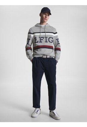 Saco Global Stripe Con Gorro Y Logo Hombre Gris Tommy Hilfiger