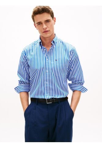 Camisa Azul Clásica De Popelín A Rayas Tommy Hilfiger Tommy Hilfiger