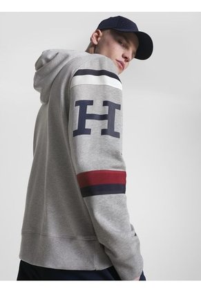 Saco Global Stripe Con Gorro Y Logo Hombre Gris Tommy Hilfiger