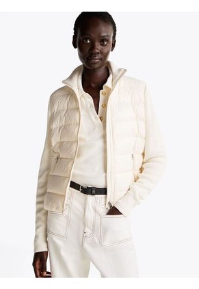 Chaqueta Blanca De Plumón Con Mangas A Contraste