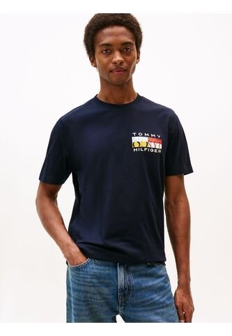Camiseta Azul De Cuello Redondo Con Logo Tommy Hilfiger Tommy Hilfiger