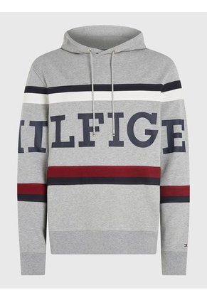 Saco Global Stripe Con Gorro Y Logo Hombre Gris Tommy Hilfiger