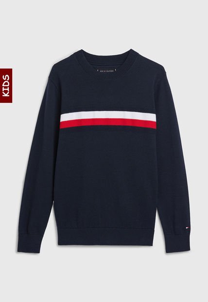Suéter Niño Essential Con Cinta Distintiva Azul Tommy Hilfiger