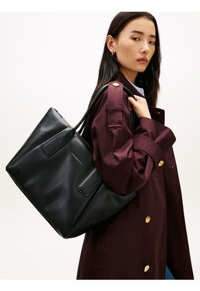 Bolso Negro Tote Essential Con Logo Metálico Tommy Hilfiger