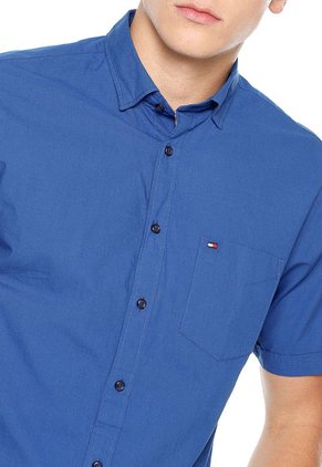 Camisa Azul Tommy Hilfiger Mini Houndstooth