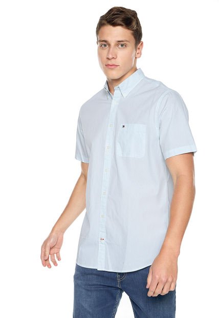 Camisa Azul Claro-Blanco Tommy Hilfiger